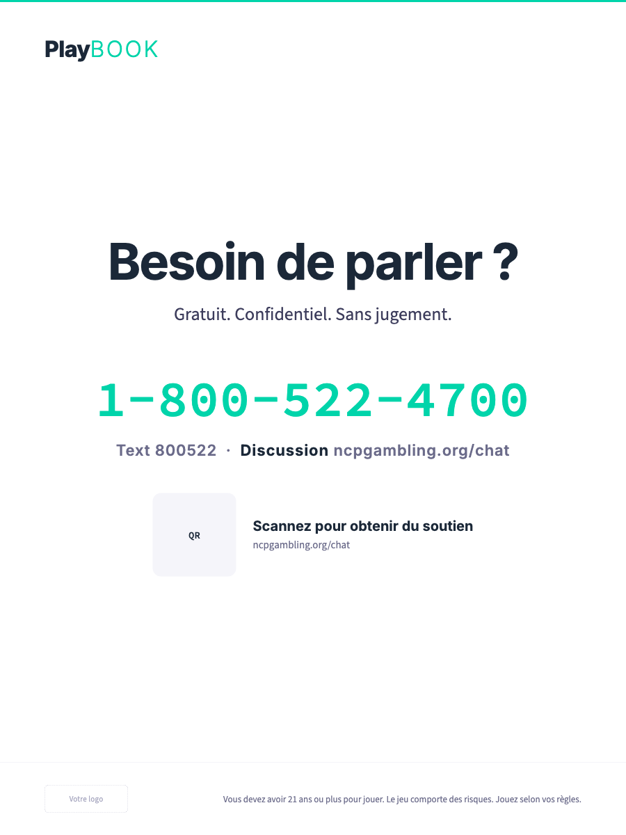 Affiche de soutien Tier 2 — arrière-plan clair, neutres sobres avec un seul accent turquoise, pas d'orange, pas de photographie, grands caractères simples et une ligne d'assistance claire en colonne unique